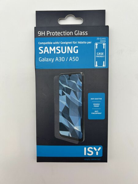ISY Premium 9H Displayschutz Glas für Samsung Galaxy A30 / A50 - Anti-Fingerabdruck