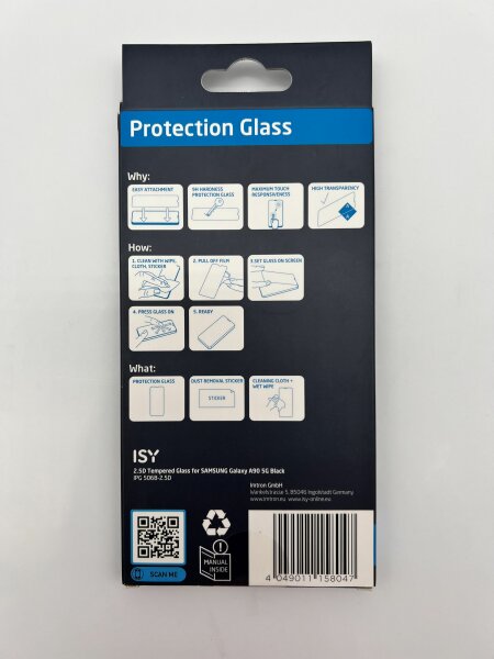 ISY Premium 9H Displayschutz Glas für Samsung Galaxy A90 5G Anti-Fingerabdruck