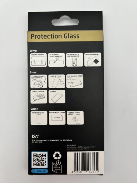 ISY Premium 9H Displayschutz Glas für Huawei P20 Lite Anti-Fingerabdruck