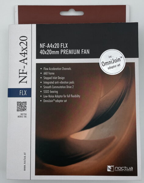 Noctua NF-A4x20 FLX, 40x20mm, Premium Lüfter, 3-Pin Molex (braun), OmniJoin