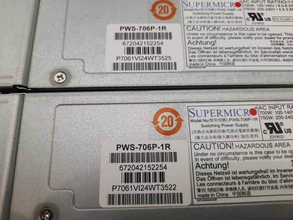 Supermicro CSE-116 + BPN-SAS3-116A-N2 Rev. 1.11 + 2x PWS-706P-1R WIO