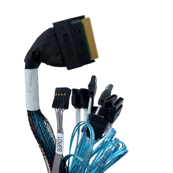 Amphenol 26II-IC5407-7500-SB / RSL74-9693 Slimline SASx8 (SFF8654) -to- 8 SATA 75CM