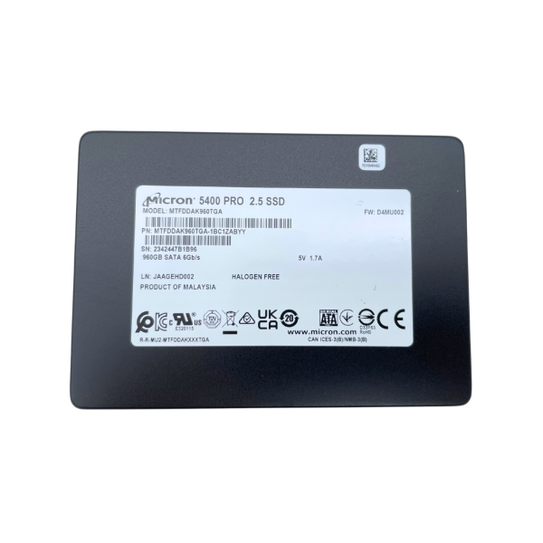 Micron 5400 PRO 960 GB 2,5" SFF SATA SSD Black Server SSD MTFDDAK960TGA