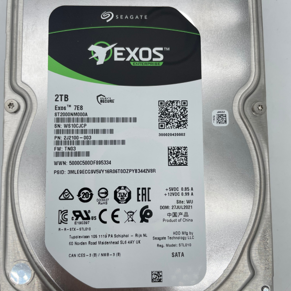 Seagate 2TB Exos E7E8 ST2000NM000A 3,5" LFF SATA 6Gb/s 7200RPM 256MB Cache