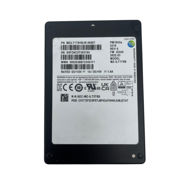 Samsung SSD PM1643a 1.92 TB SAS (12 Gb/s) 2.5" 2100MB/s read 1800MB/s write PLP