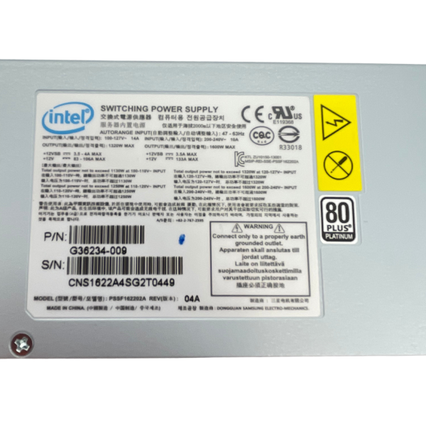 Intel 1600W Power Supply/Netzteil 100–240V AC 80 Plus Platinum PSSF162202A