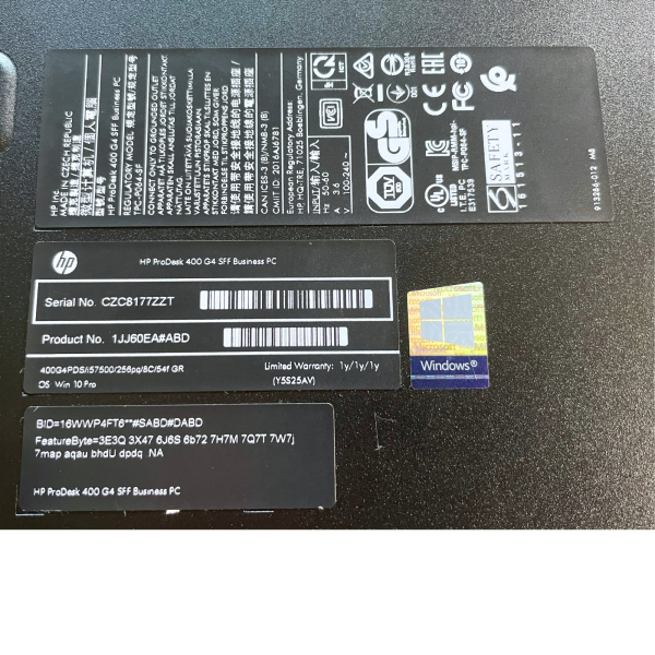 HP Prodesk 400 G4 SFF Business Intel Core i5-7500 3,4 GHz 8GB RAM 128GB SSD