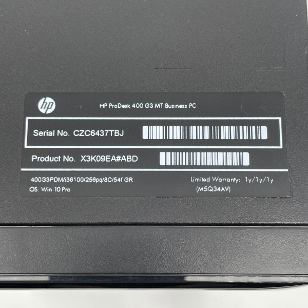 HP ProDesk 400 G3 MT Business PC Intel i3-6100 8GB RAM 200GB SATA SSD Mini Tower