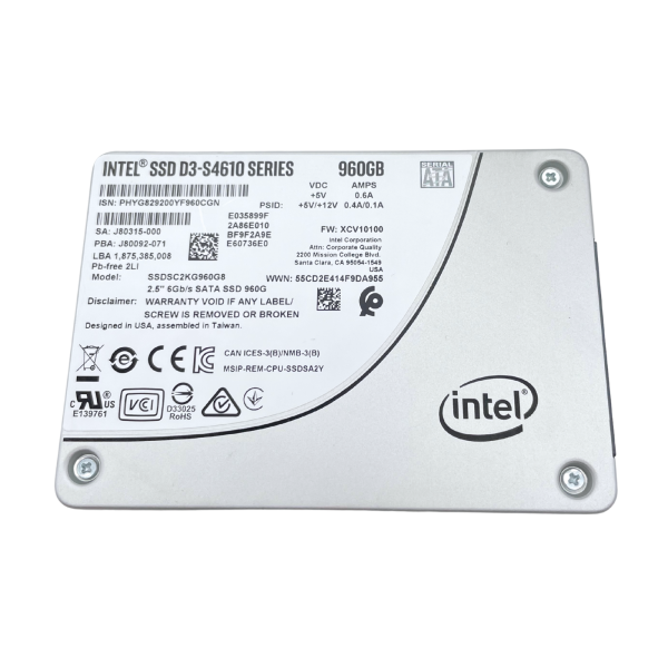 Intel SSD D3-S4610 960GB 2.5" SATA III 6 Gb/s 560 MB/s 510 MB/s SSDSC2KG960G4