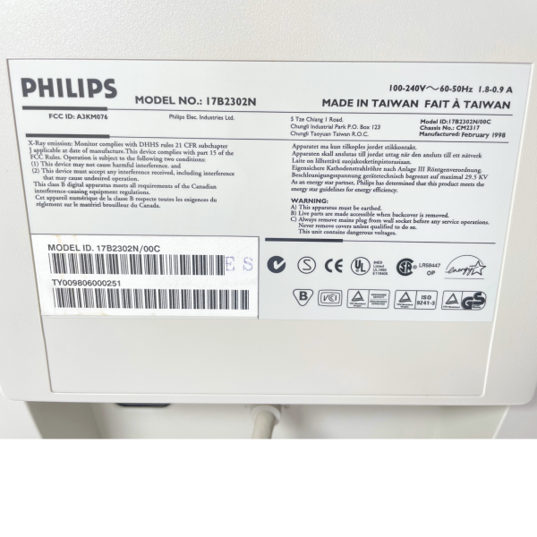 Philips Monitor Röhrenbildschirm Model No.: 17B2302N 17 Zoll CRT 1280x1024 4:3