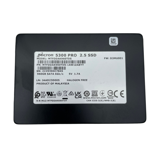 Micron 5300 PRO 960 GB 2,5" SFF SATA SSD Black Server SSD MTFDDAK960TDS