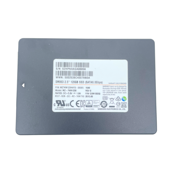 Samsung MZ7KM120HAFD 120GB 6G 2,5Zoll SATA 6Gb/s SSD bis zu 520/485 MB/s PLP AES SM863