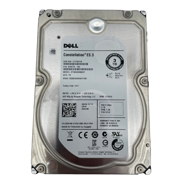 Dell Constellation ES.3 3TB 6G SAS HDD 7.2k, 3.5 Zoll LFF Festplatte für Server ST3000NM0023