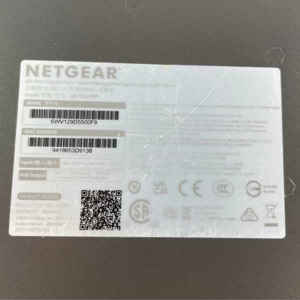 Netgear ProSafe GS752TPP 48-Port Gigabit PoE+ Switch 4x SFP Cloud Management