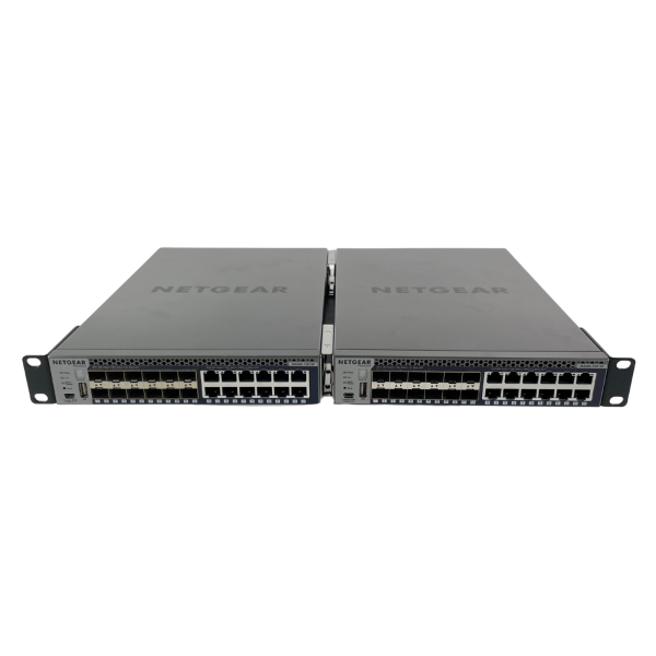 2x Netgear M4300-12X12F 24-Port 10G SFP+ 10GBase-T Switch Rackmount Bundle Set
