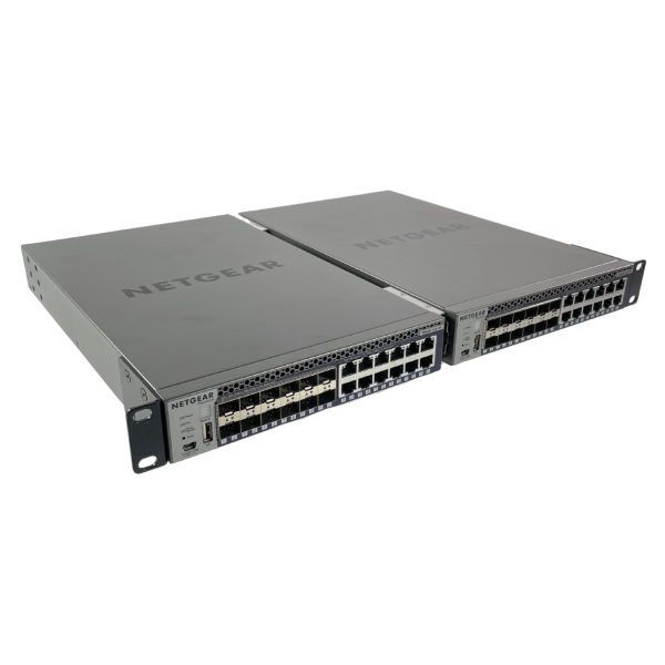 2x Netgear M4300-12X12F 24-Port 10G SFP+ 10GBase-T Switch Rackmount Bundle Set