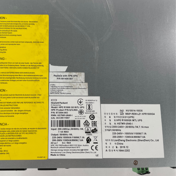 HPE R1500 G5 INTL 1550VA 1100W 6x IEC C13 USV Q1L90A 872504-003 Line Interactive