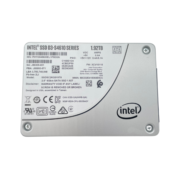 Intel D3-S4610 Series SATA SSD 1,92TB 2.5" SATA III 6Gb/s Enterprise SSD