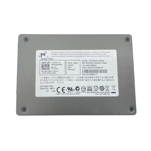 Micron RealSSD P400m 2.5 Zoll 100GB SATA SSD 3GB/s MTFDDAK100MAN-1S3AA 265MB