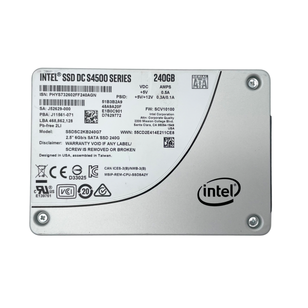 Intel SSD DC-S4500 240GB 2.5" SATA III 6Gb/s SSDSC2KB240G7 Server TLC SSD