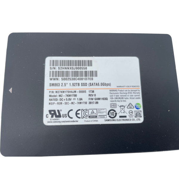 Samsung SM863 MZ7KM1T9HAJM-00005 1.92TB 2.5" SATA 6Gb/s Enterprise SSD