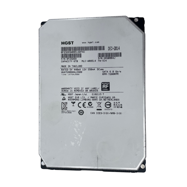 HGST HUH728060ALE600 6TB 3.5" 7200rpm SATA 6Gb/s 128MB Cache He8 Enterprise