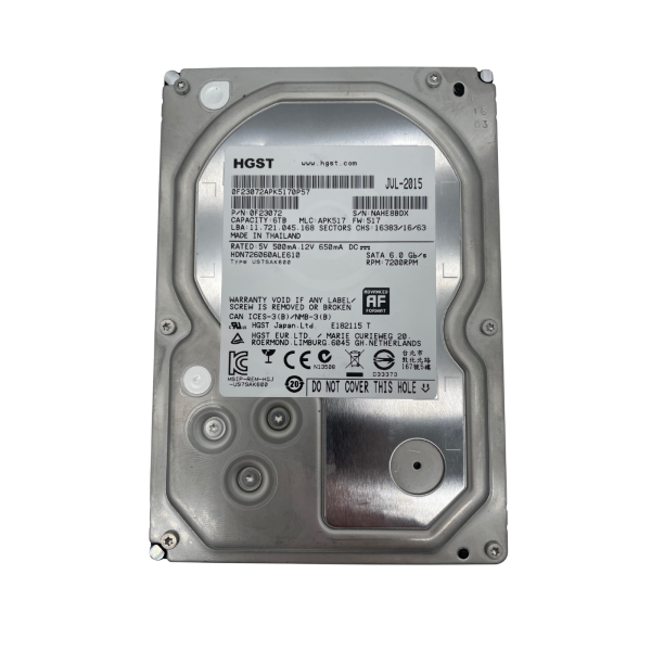 HGST HDN726060ALE610 6TB 3.5" 7200rpm SATA 6Gb/s 128MB NAS Deskstar 0F23072