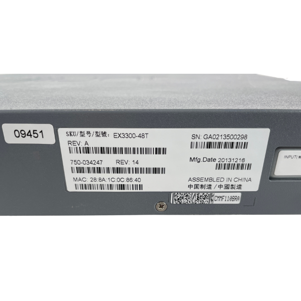 Juniper EX3300 48-Port 10/100/1000BaseT 4x SFP+ 1/10G Uplink-Ports Rev14/A