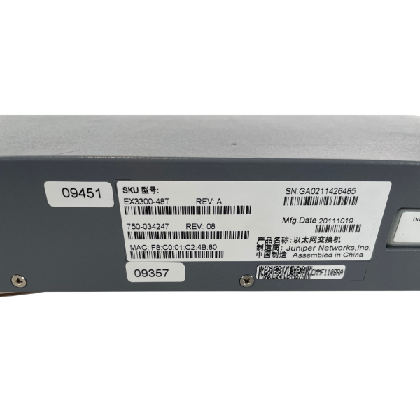 Juniper EX3300 48-Port 10/100/1000BaseT 4x SFP+ 1/10G Uplink-Ports Rev 8/A