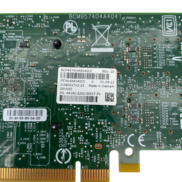Broadcom BCM957414A4142CC Dual Port 25G SFP28 PCIe 3.0 x8 NIC Full Profile