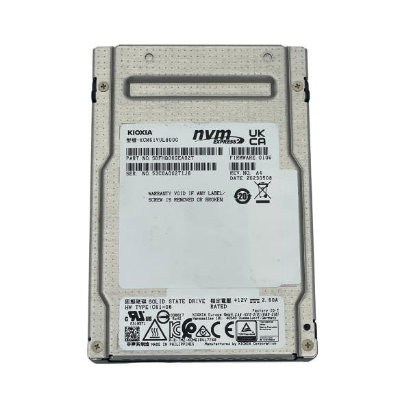 Kioxia CM6-V KCM61VUL800G 800GB NVMe SSD U.3 PCIe 4.0 2.5" Enterprise