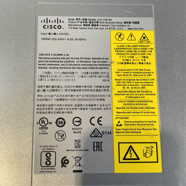 Cisco UCS C240 M5 2U Server 12x LFF 2x LGA3647 DDR4 ECC 12G RAID 2x PSU 1600W