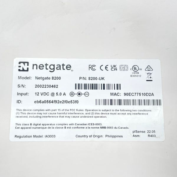 Netgate 8200 pfSense+ Firewall 1U 8-Core Atom 16GB RAM 128GB NVMe 10G