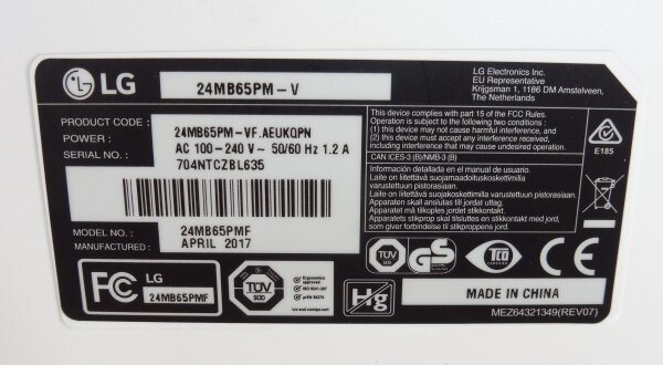 4x LG 24MB65PM-V 1920x1200 24" Full-HD Monitor DVI-D Pivot VESA Zustandsnote A