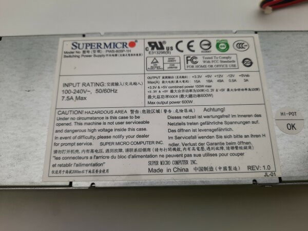 Supermicro Netzteil PWS-605P-1H 600 Watt 1U 80 Plus Platinum PSU