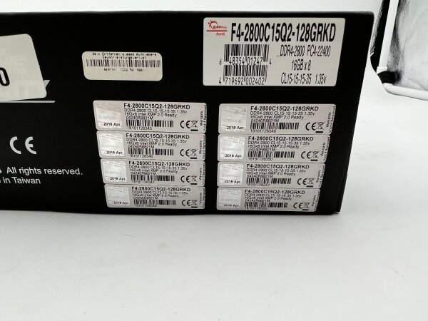 G.SKILL 128GB DDR4 2800MHz Gaming Kit - 8x 16GB CL15 RIPJAWS4 OVP