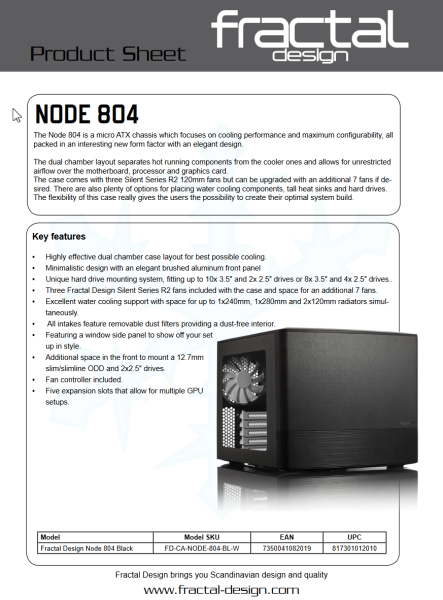 fractal design Node 804 Micro ATX computer case FD-CA-NODE-804-BL-W