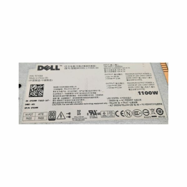 Dell Power Supply/Netzteil DPN 0TCVRR L1100A-S0 1100W- R510/R810/R910/T710-Used