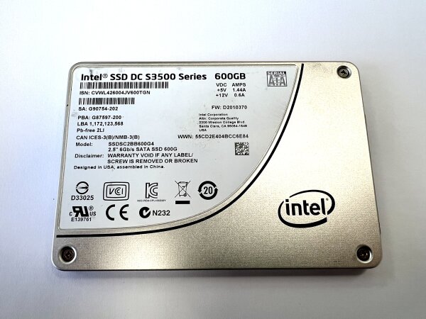 Intel 600GB DC S3500 SSD SSDSC2BB600G4 SATA-3 6Gb e.g. 480GB / 500GB / 512GB