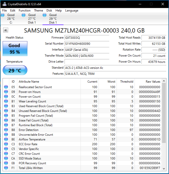 Samsung PM863 SATA III (6G) Datacenter Enterprise SSD 24/7 MLC 2.5" - 120G 240G