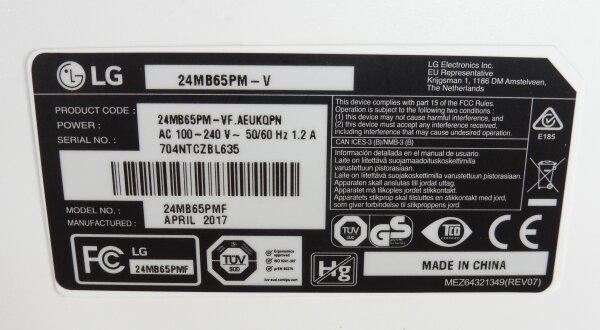 LG 24MB65PM-V 1920x1200 24Zoll Full-HD Monitor DVI-D Pivot VESA Zustandsnote B