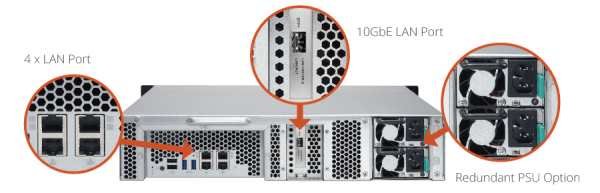 QNAP TS-1263U AMD Quad-Core 16GB RAM 12x 3.5" 10GbE SFP+ Intel Rails Rack