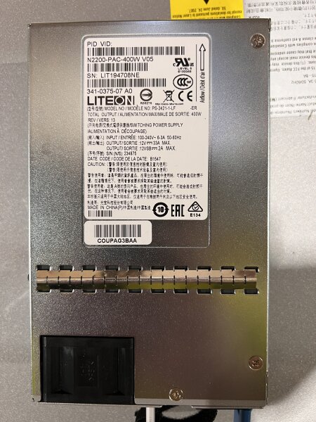 Cisco Nexus 2248TP N2K-C2248TP-1GE-V04 48x 1GbE 4x 10GbE SFP+ red. PSU V0.4 blau
