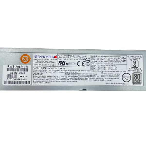 Supermicro CSE-116 BPN-SAS3-116A-N2 Rev. 1.11 2x PWS-706P-1R X11SPW-TF