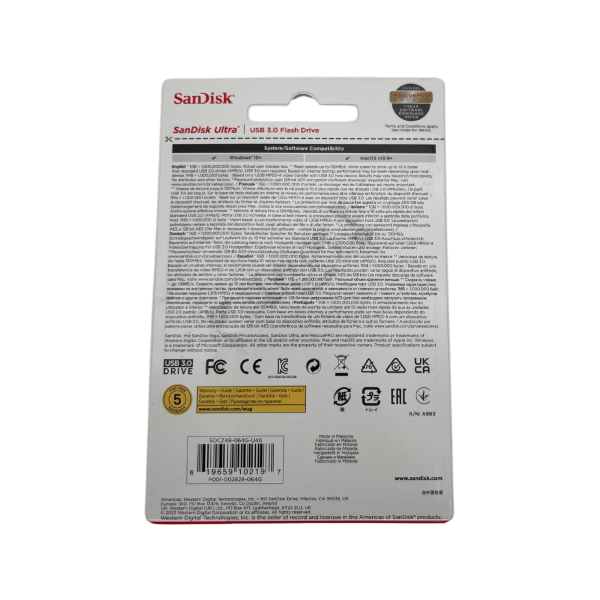 SanDisk Ultra 64GB USB 3.0 - USB-Stick - Einzelverpackung - Blister